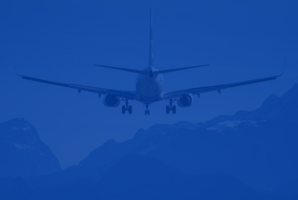 Aerial view of an airplane flying in the sky