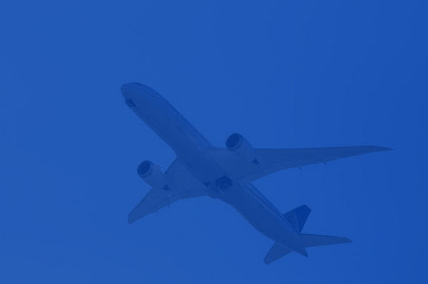 Aerial view of an airplane flying in the sky