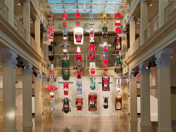 Sweeney Art Gallery's hanging miniature car installments