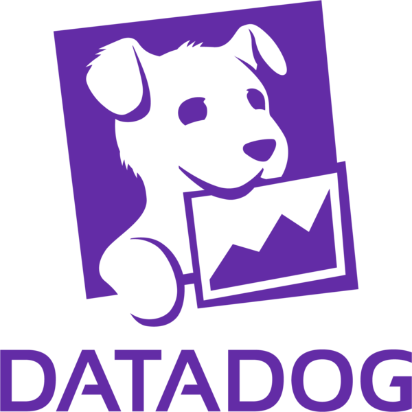 Datadog logo with a dog holding a square file in its mouth