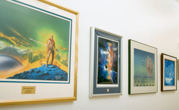 Sci-Fi pictures framed on a wall