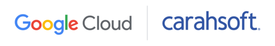 Platinum sponsor logos side-by-side, reading: "Google Cloud" and "Carahsoft"